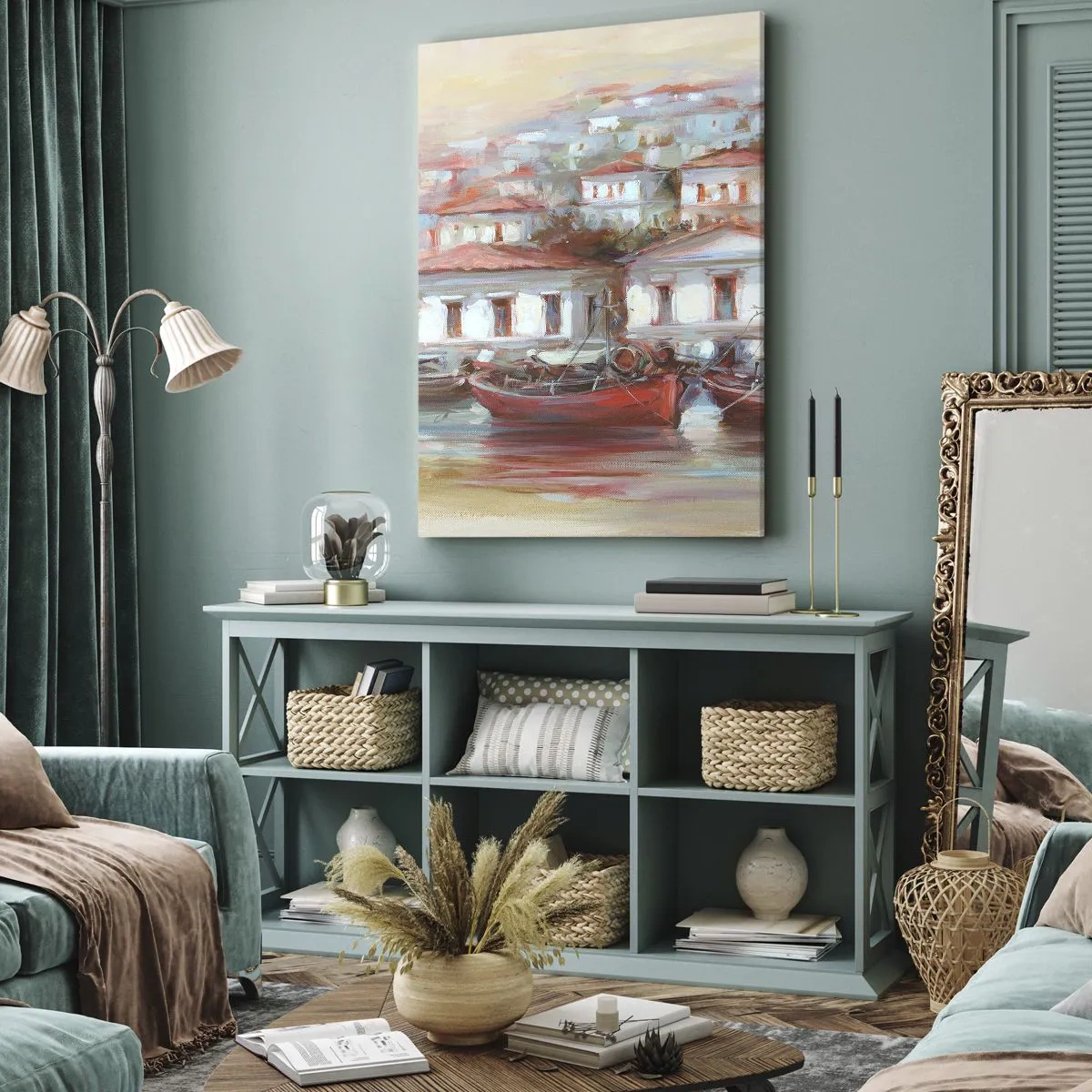 Canvastavla - Bild på duk - Lycklig stad - 45x80 cm