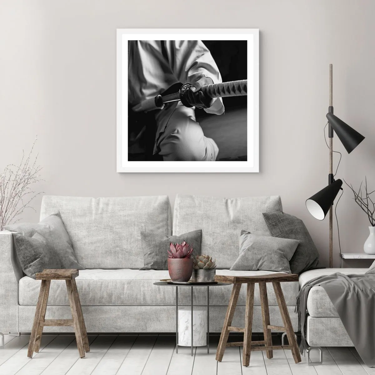 Affisch i vit ram - Kämpens själ - 60x60 cm