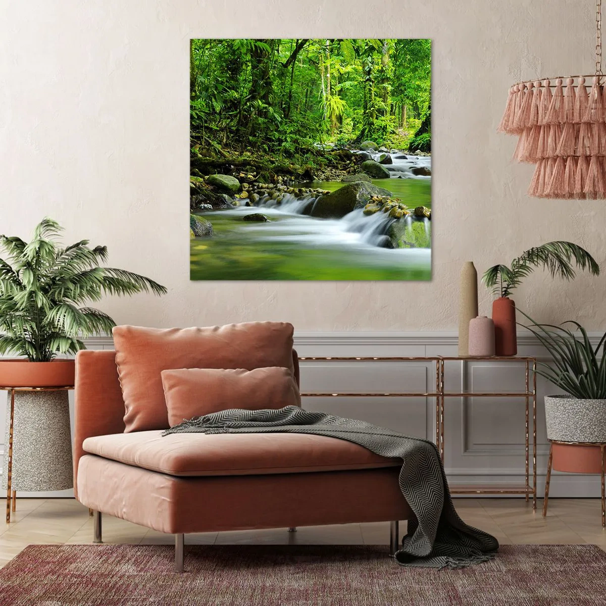 Canvastavla - Bild på duk - Simma i grönskans hav - 40x40 cm