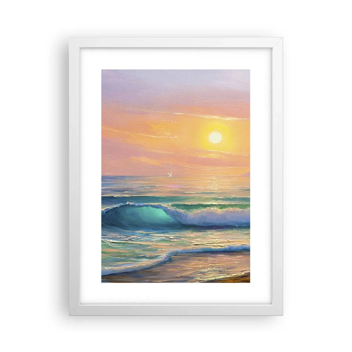 Affisch i vit ram - Vågvisa i turkos - 30x40 cm