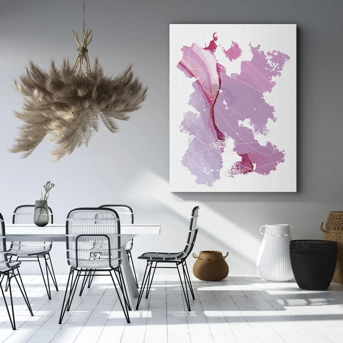 Canvastavla - Bild på duk - Karta över en rosa värld - 70x100 cm