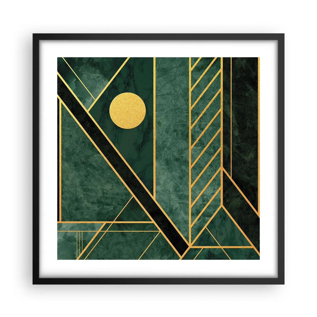 Affisch i svart ram - Dynamik av guld och azurblå - 50x50 cm