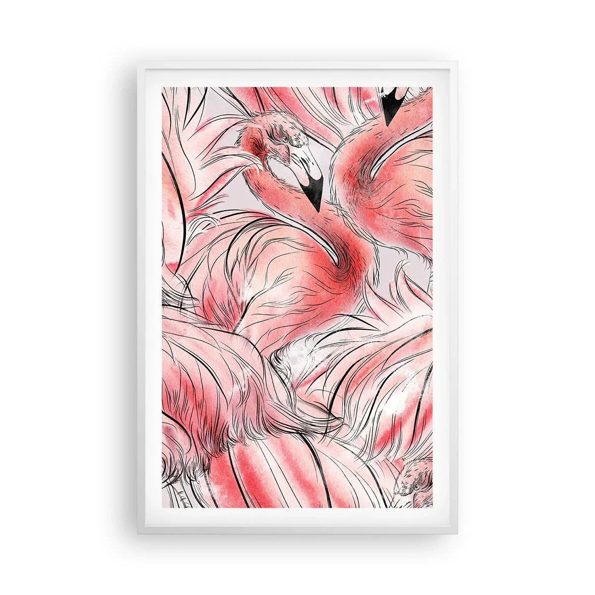 Affisch i vit ram - Fåglarnas corps de ballet - 61x91 cm