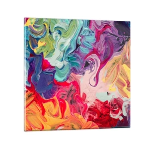 Glastavla - Bild på glas - Färgerna föds - 70x70 cm