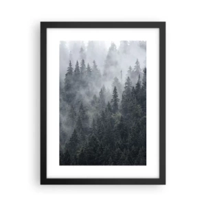 Affisch i svart ram - Gryning i skogen - 30x40 cm