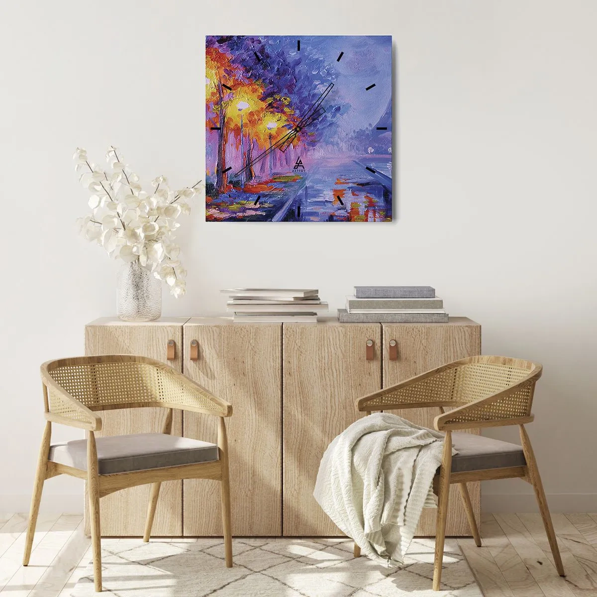 Väggklocka - Klocka på glas - Drömpromenad - 30x30 cm