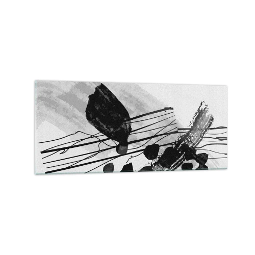 Glastavla - Bild på glas - Svartvit organisk abstraktion - 120x50 cm
