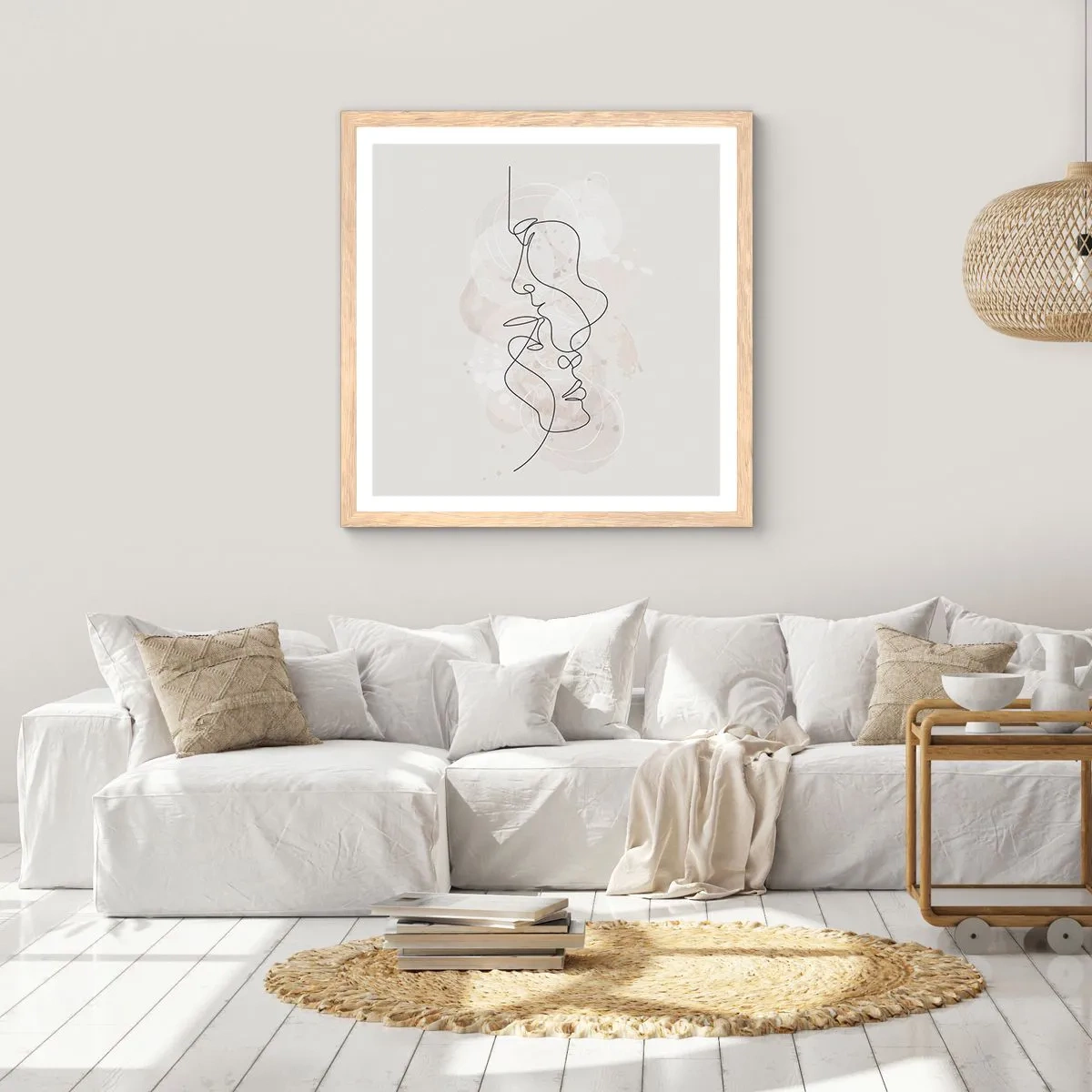 Affisch i ram av ljusek - Tilltrasslade i famn - 60x60 cm