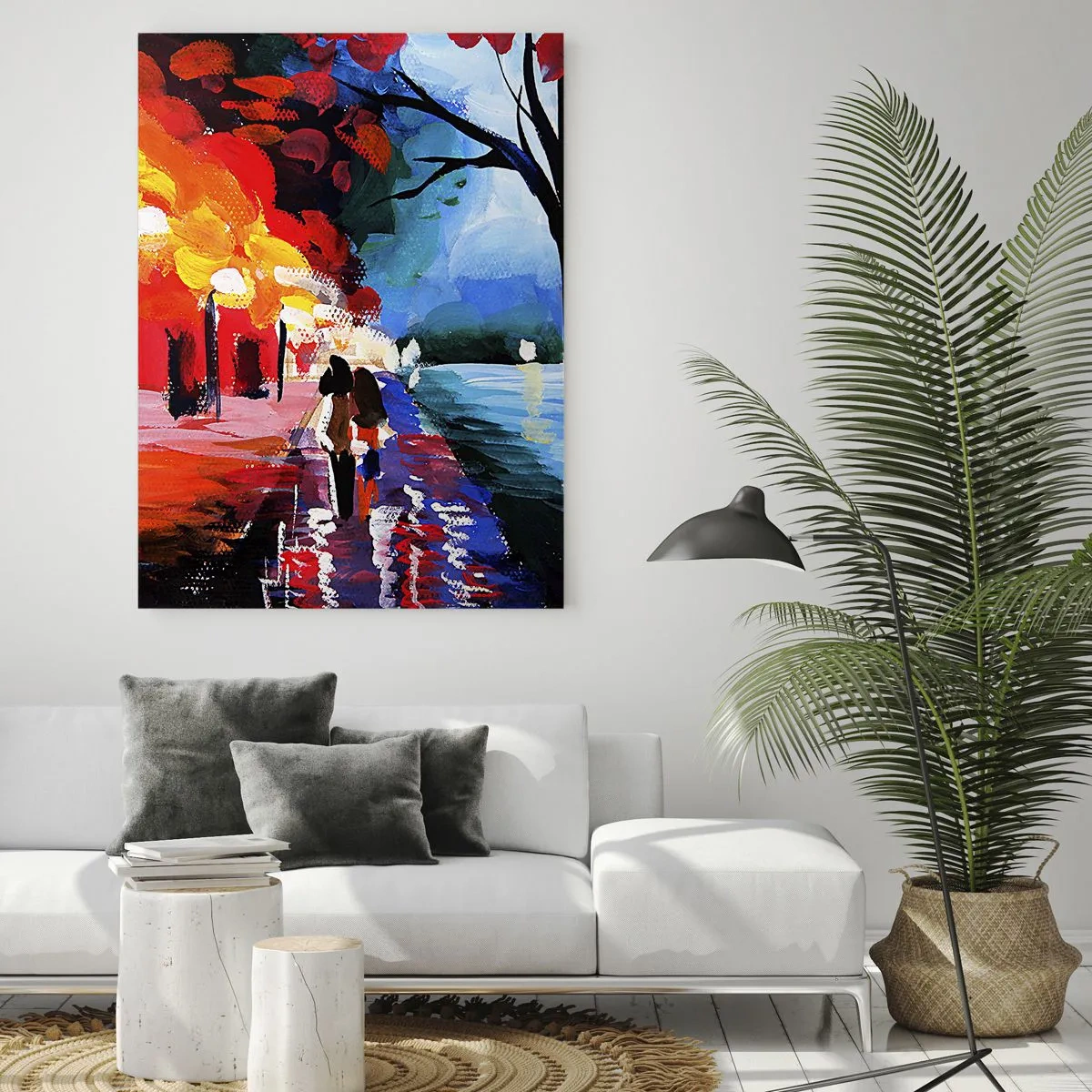 Glastavla - Bild på glas - Brinnande höst i parken - 50x70 cm