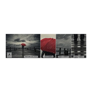 Provbit av självhäftande fototapet Deluxe Sticker - Det gör inget att det regnar - Träpir, Hav, Gå i regnet - 100x30 cm