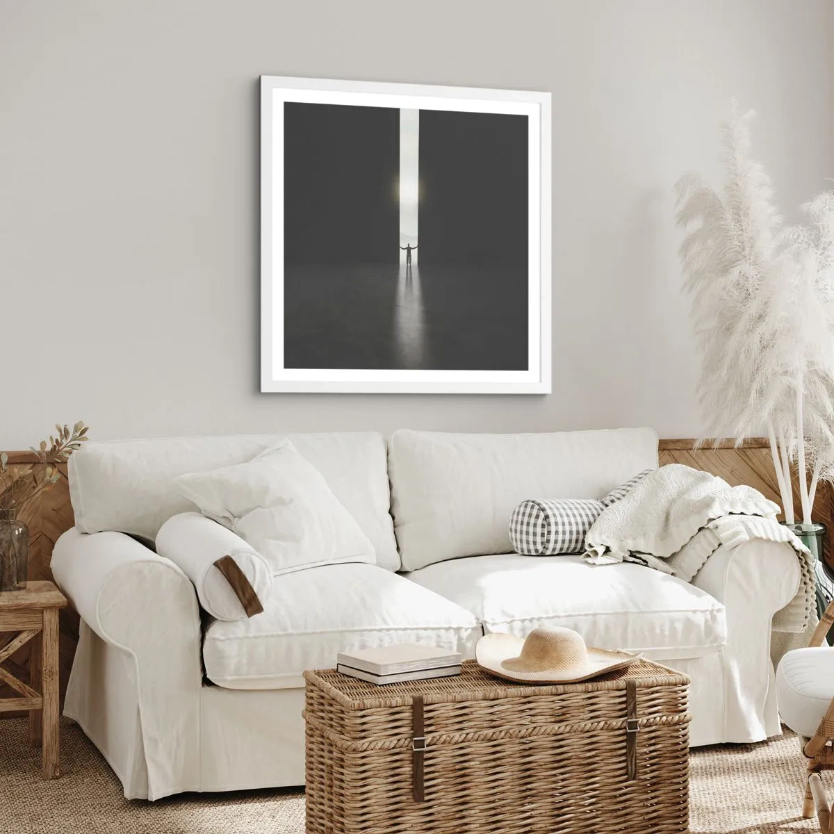 Affisch i vit ram - Ett steg mot den ljusa framtiden - 40x40 cm