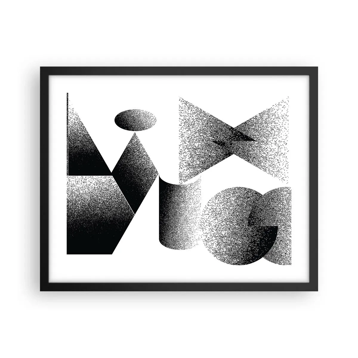 Affisch i svart ram - Vinklar och ovaler - 50x40 cm