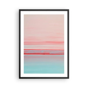 Affisch i svart ram - En delikat abstraktion i pastellnyanser av rosa och blått. - 50x70cm - Abstraktion i gryningen - Modern väggdekoration för vardagsrum och sovrum ARTTOR