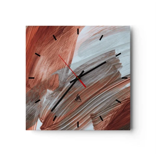 Väggklocka - Klocka på glas - Höst- och blåsig abstraktion - 30x30 cm