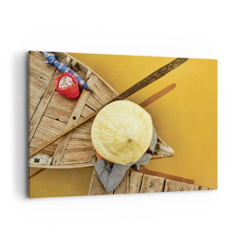 Canvastavla - Bild på duk - Liv på den gula floden - 100x70 cm