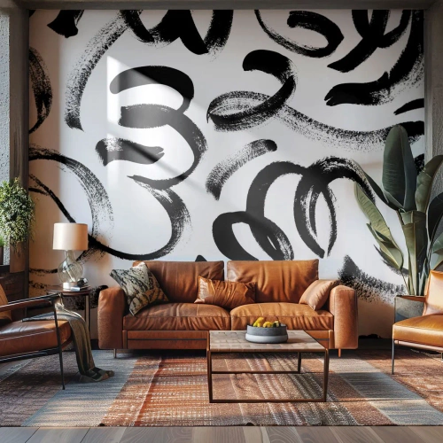 Fototapet Premium Canvas - Svart på vitt - Modern konst, Modernitet, Mönster - 350x256 cm