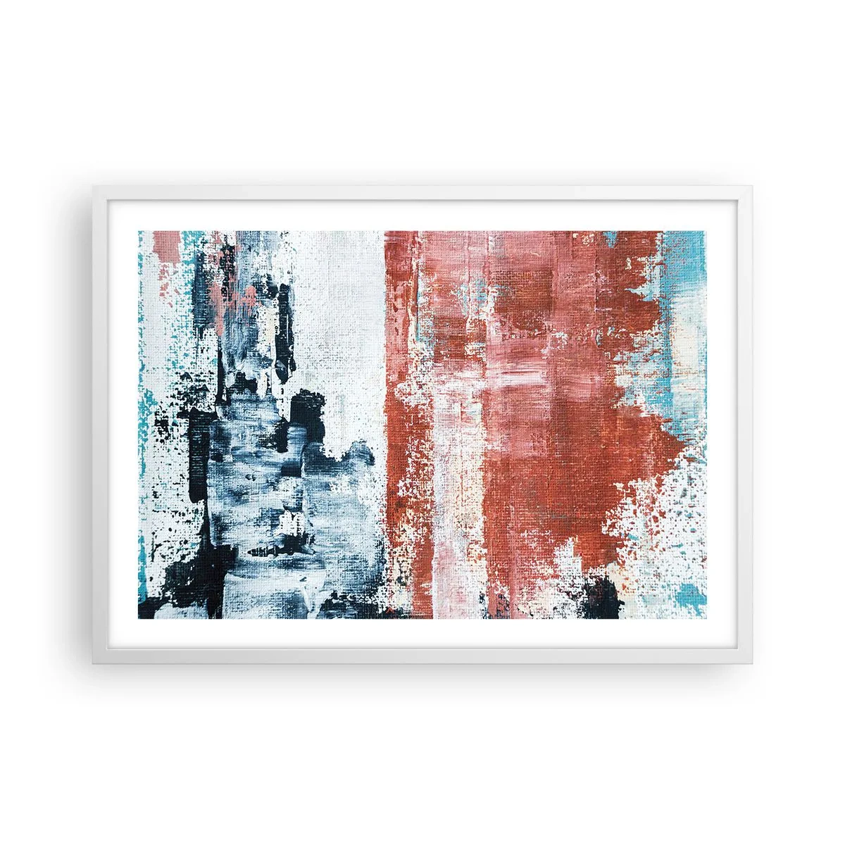 Affisch i vit ram - Abstrakt halvt om halvt - 70x50 cm