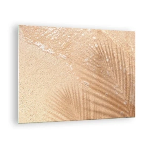 Glastavla - Bild på glas - Strand och skugga på sanden - 70x50cm - Heta sommarens skugga - Modern väggdekoration för vardagsrum och sovrum ARTTOR