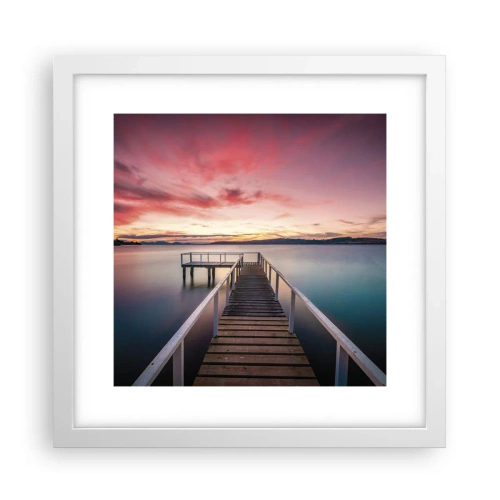 Affisch i vit ram - Kvällens milda låga - 30x30 cm