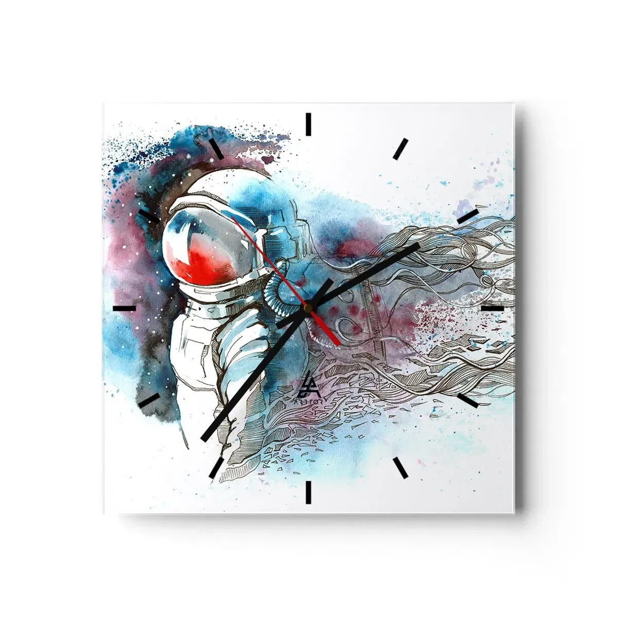 Väggklocka - Klocka på glas - Ensam med rymden - 30x30 cm