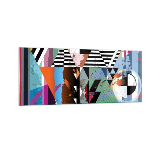 Glastavla - Bild på glas - Geometriskt och organiskt - 100x40 cm