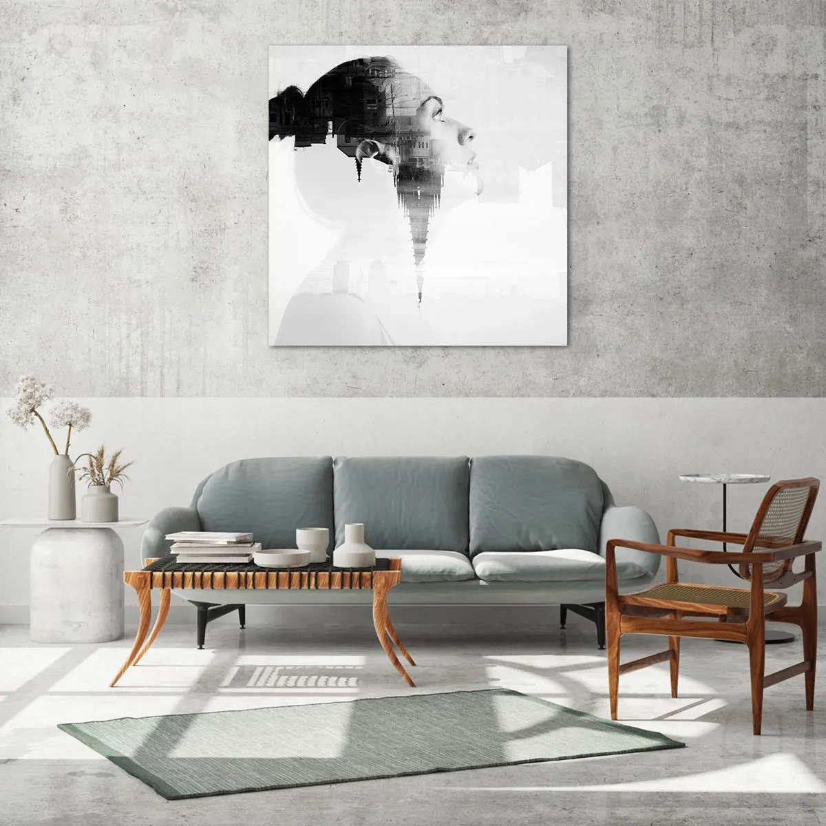 Glastavla - Bild på glas - På rutans båda sidor - 70x70 cm