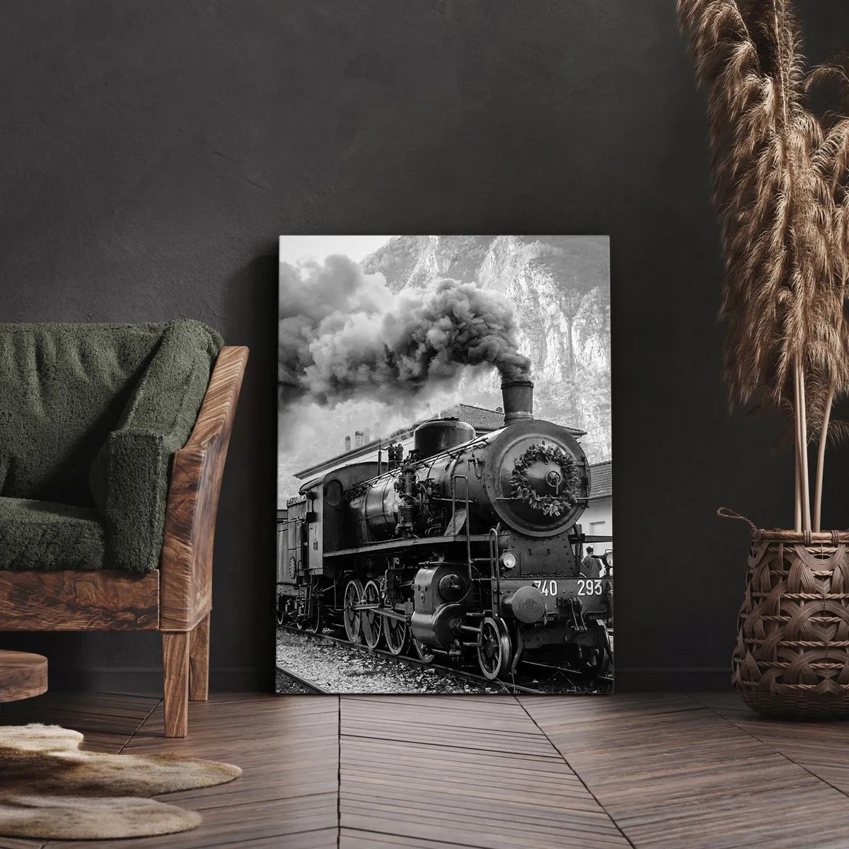 Canvastavla - Bild på duk - Det står ett lok på stationen... - 50x70 cm