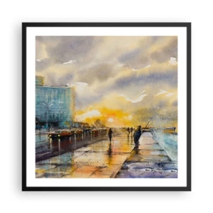 Affisch i svart ram - Livet på stranden - 60x60 cm