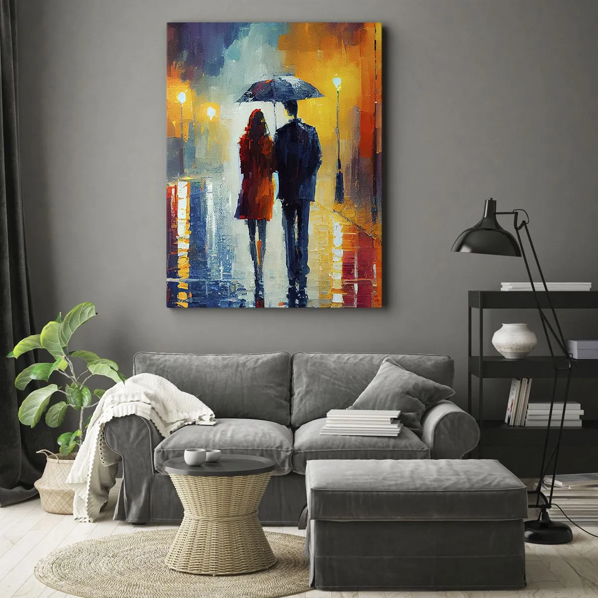 Canvastavla - Bild på duk - Tillsammans - en färgglad natt - 50x70 cm