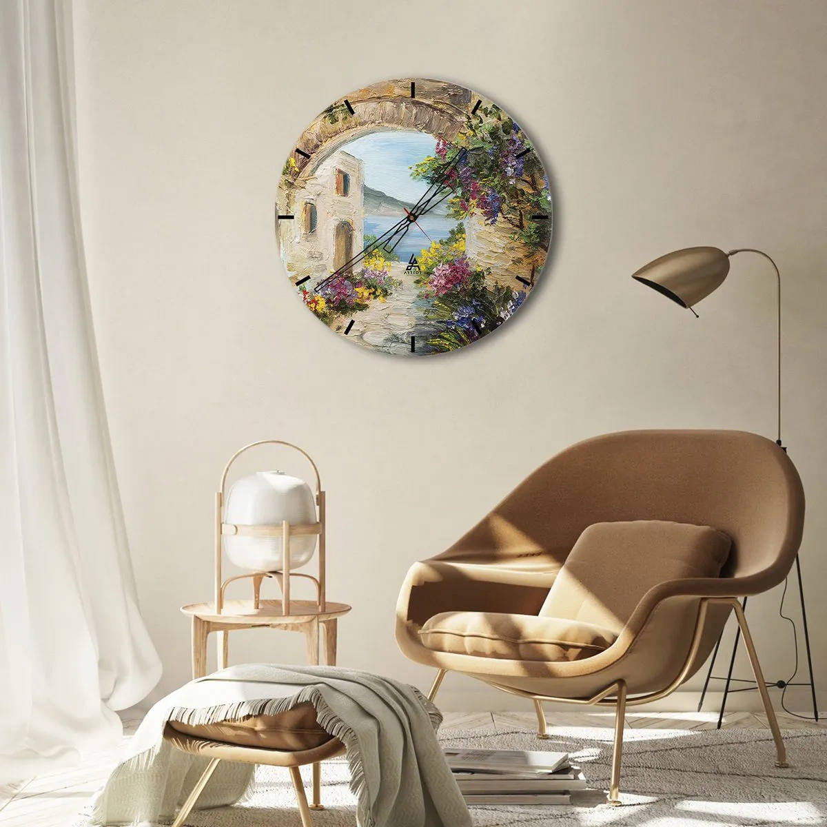 Väggklocka - Klocka på glas - Kustprovinsens charm - 40x40 cm