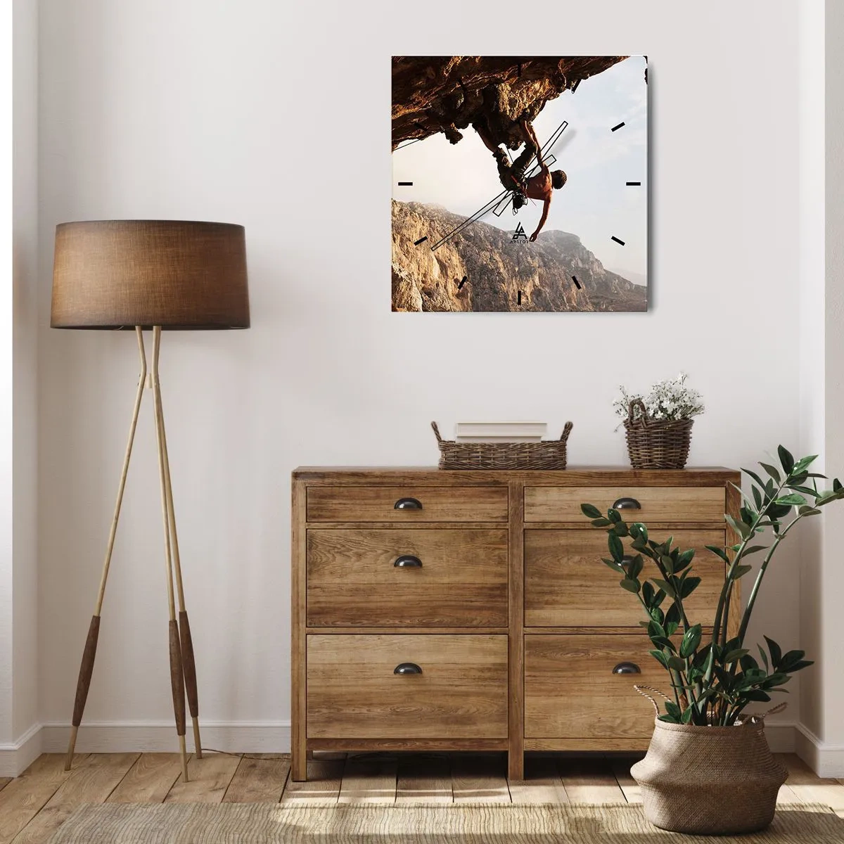 Väggklocka - Klocka på glas - Världen i näven - 30x30 cm