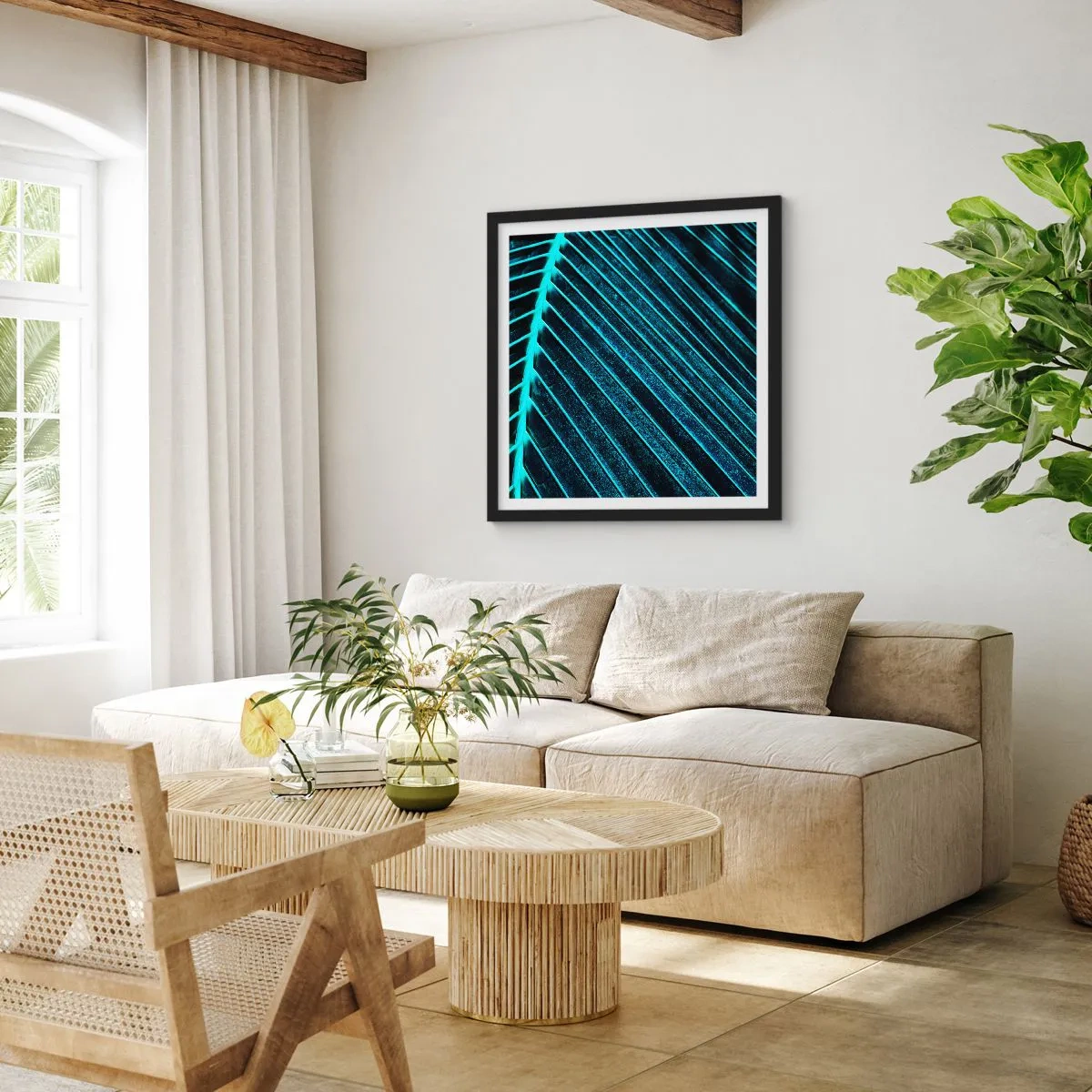 Affisch i svart ram - Grön textur - 60x60 cm