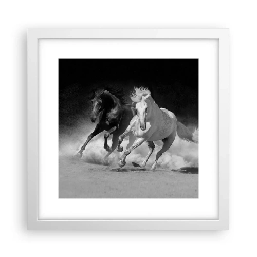 Affisch i vit ram - Frihetens galopp - 30x30 cm