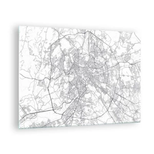 Glastavla - Bild på glas - Karta över Rom med tydlig cirkulär vägplanering - 70x50cm - Romersk ring - Modern väggdekoration för vardagsrum och sovrum ARTTOR