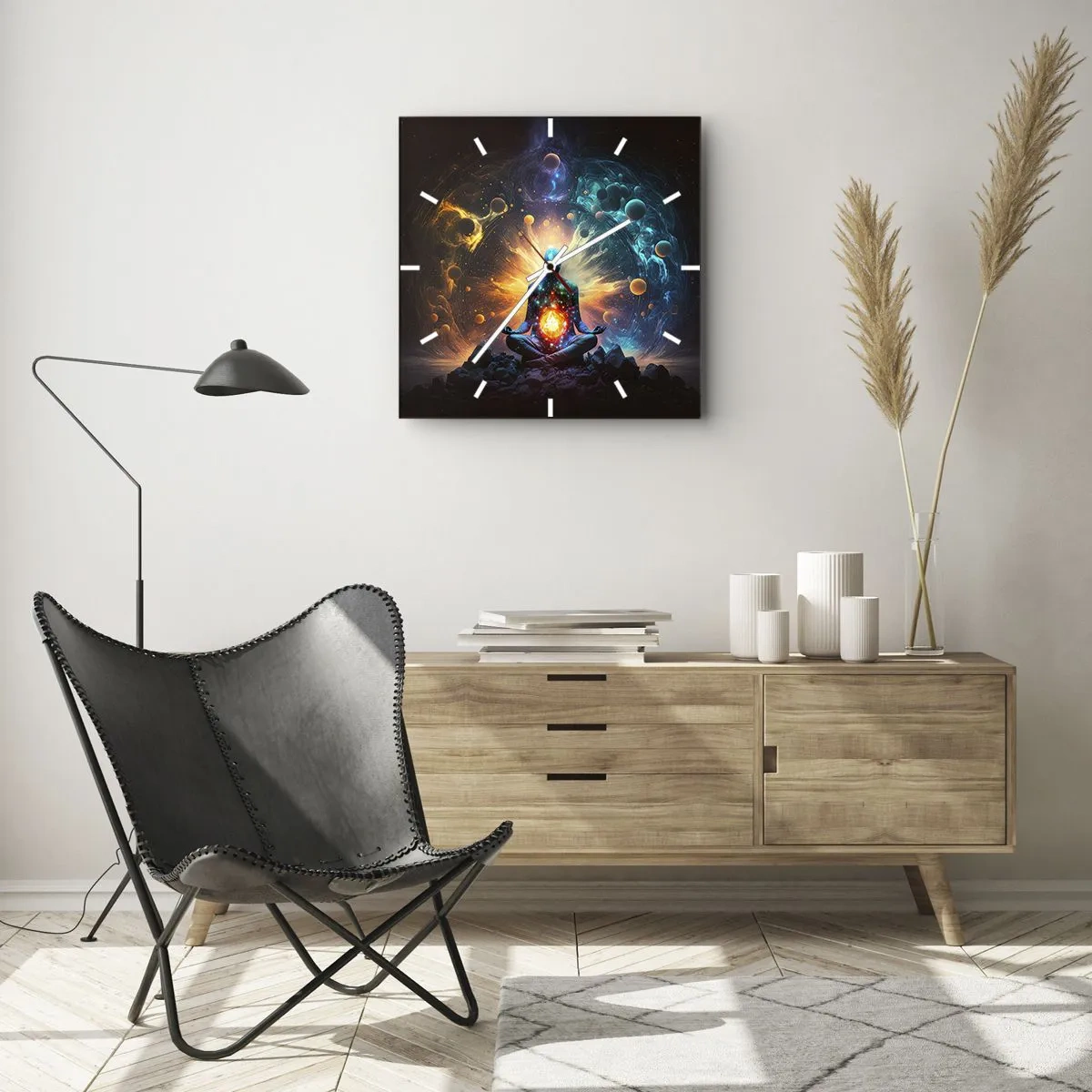 Väggklocka - Klocka på glas - Kosmisk stillhet - 40x40 cm