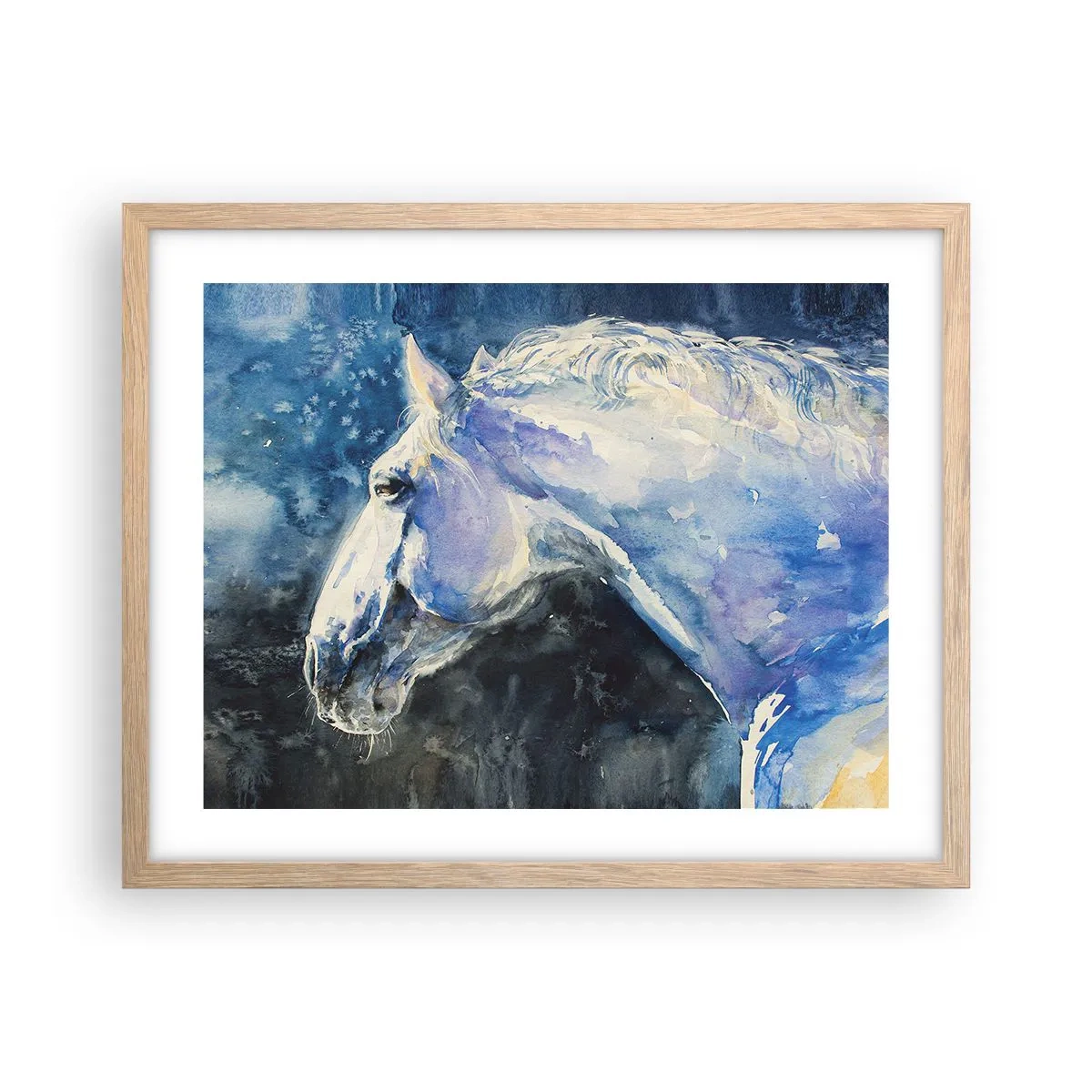 Affisch i ram av ljusek - Porträtt i blått sken - 50x40 cm