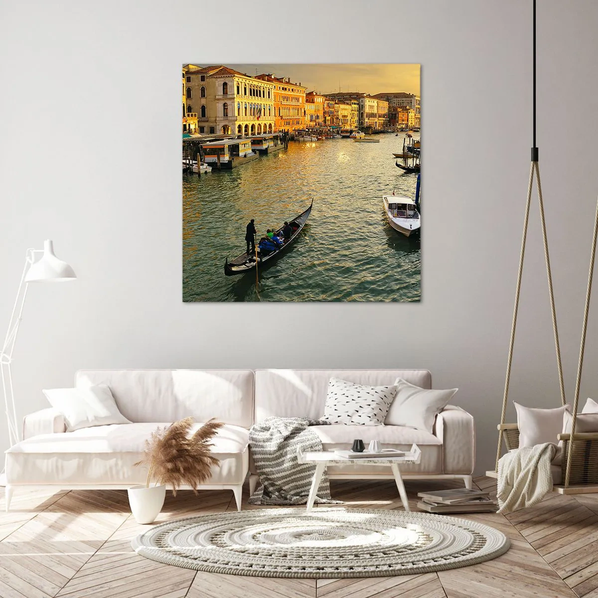 Canvastavla - Bild på duk - På soliga sidan av gatan - 70x70 cm