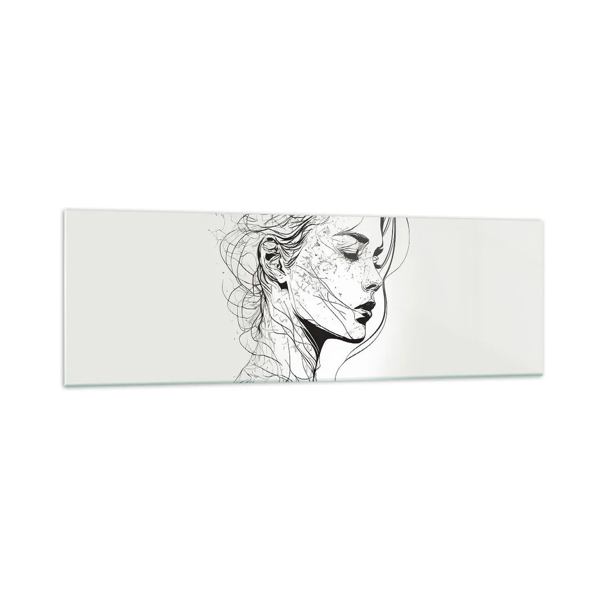 Glastavla - Bild på glas - Porträtt i drömmar - 160x50 cm