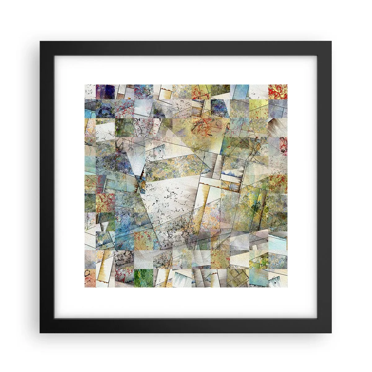 Affisch i svart ram - Geometrisk omblandning - 30x30 cm