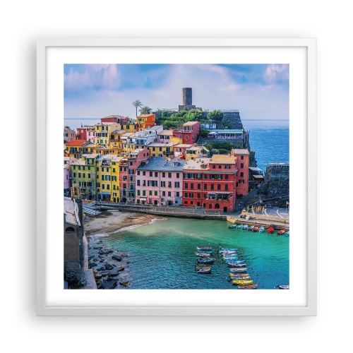 Affisch i vit ram - Magisk stad i Medelhavet - 50x50 cm