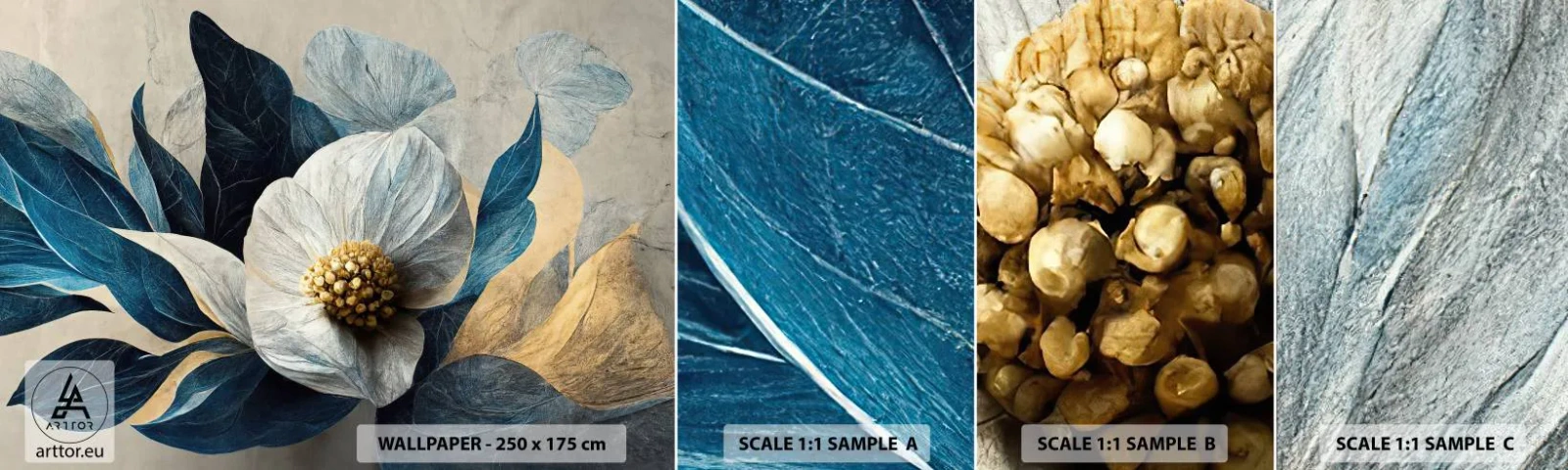 Provbit av självhäftande fototapet Deluxe Sticker - Har ett hjärta av guld - Blomma, Elegant, Bit - 100x30 cm