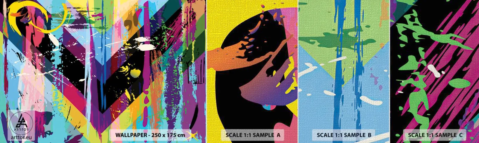 Provbit av fototapet Premium Canvas - Uppifrån nedåt - Abstraktion, Bit, Grafik - 100x30 cm