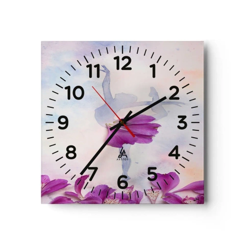 Väggklocka - Klocka på glas - Ömtålig som en blomma - 40x40 cm