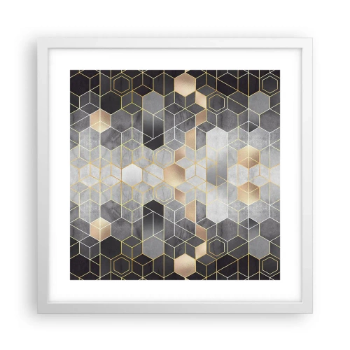 Affisch i vit ram - Diamantkomposition - 40x40 cm