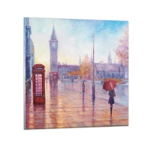 Glastavla - Bild på glas - Höstdag i London - 60x60 cm