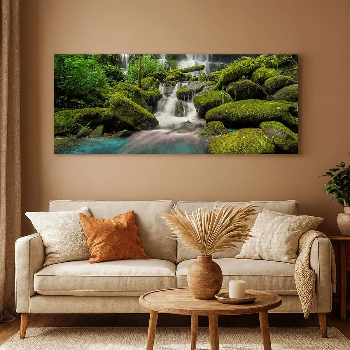 Canvastavla - Bild på duk - Turkos, safir och flytande silver - 100x40 cm