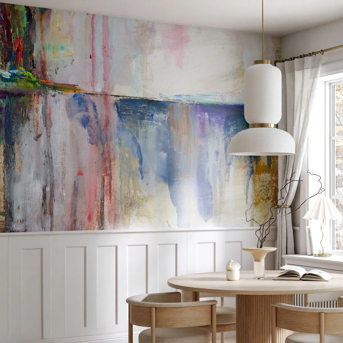 Fototapet Standard Eco - Abstrakt målningskomposition i livfulla färger - 100x70cm - Färgrika intryck och associationer - Modern väggdekoration för vardagsrum och sovrum ARTTOR