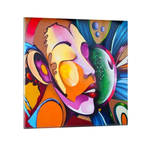 Glastavla - Bild på glas - Känna på med färg - 50x50 cm