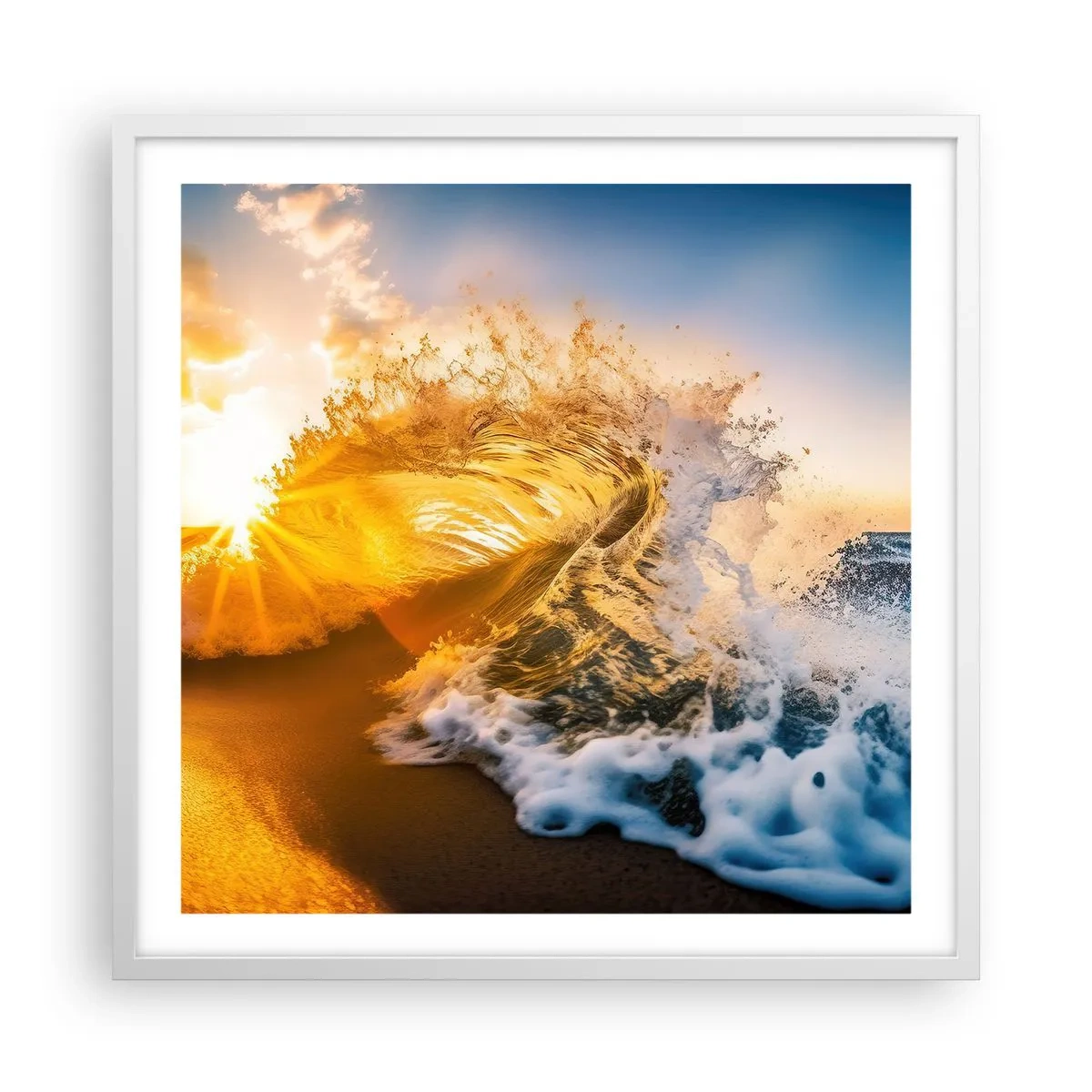 Affisch i vit ram - Lek i sanden - 60x60 cm