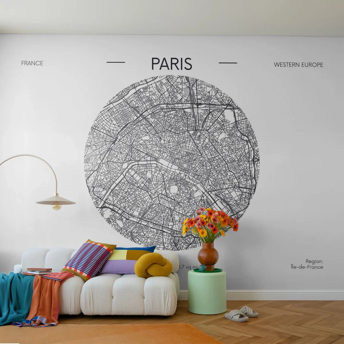 Fototapet Premium Sand - Paris anatomi - Karta, Paris, Frankrike - 100x70 cm